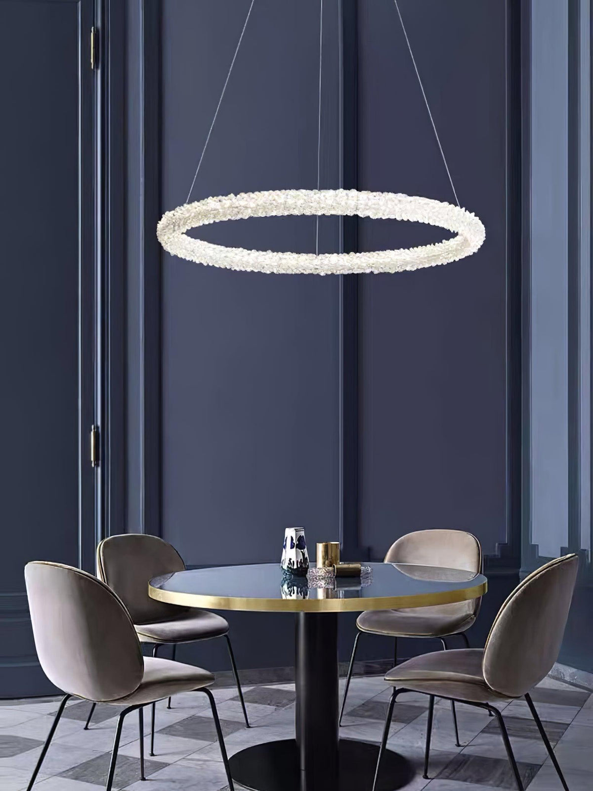 Sorenira Lustre Anneau en Cristal LED