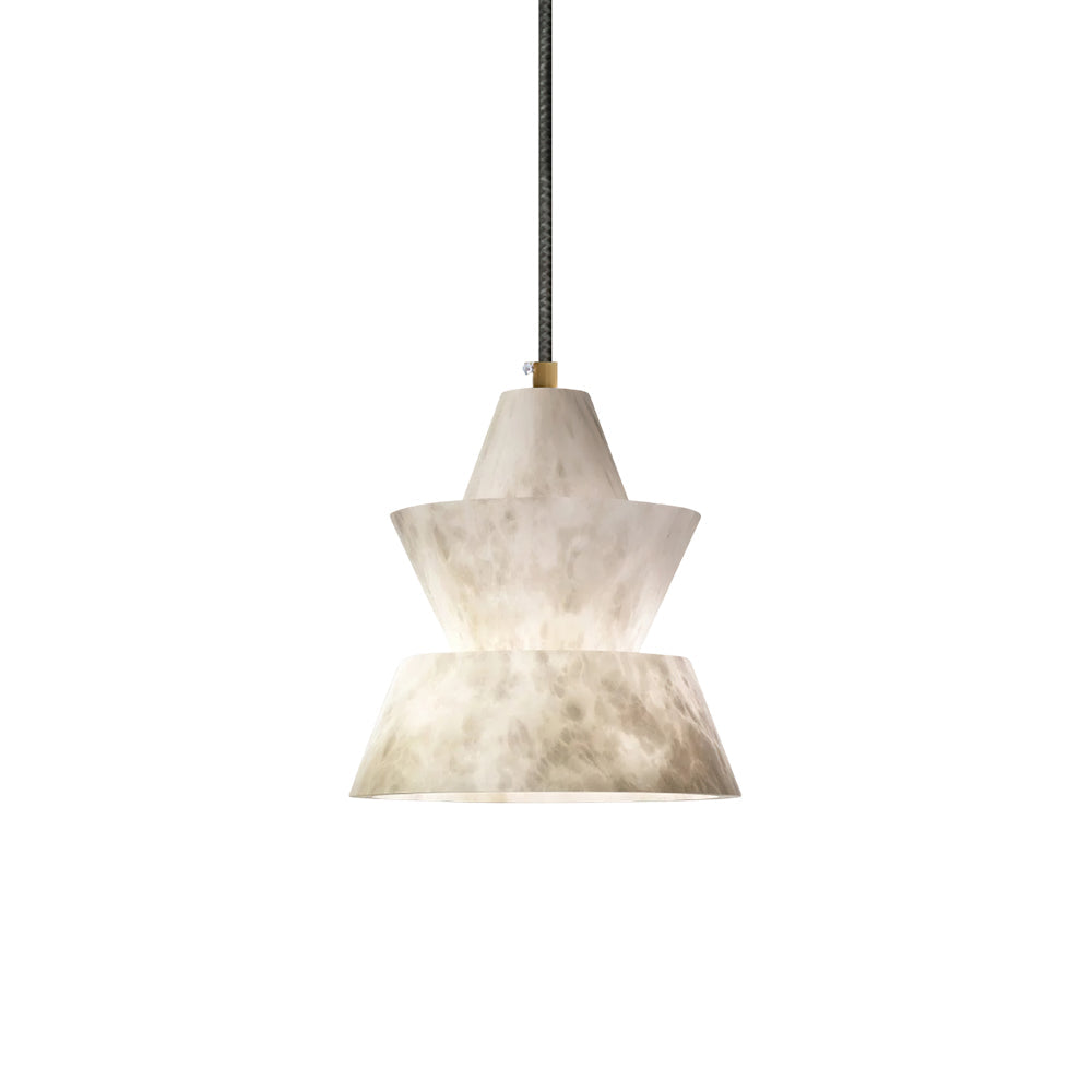 Ezion Layered White Alabaster Pendant Light-Neutral Decor