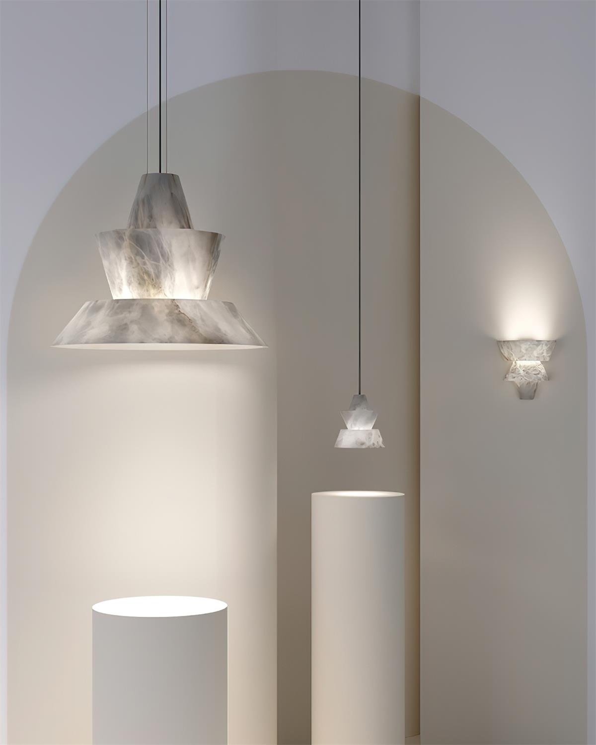 Ezion Layered White Alabaster Pendant Light-Neutral Decor
