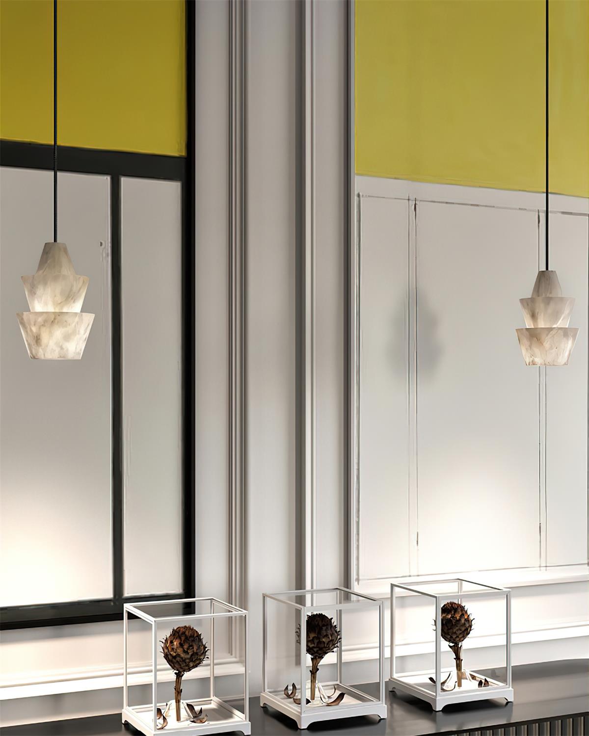 Ezion Layered White Alabaster Pendant Light-Neutral Decor