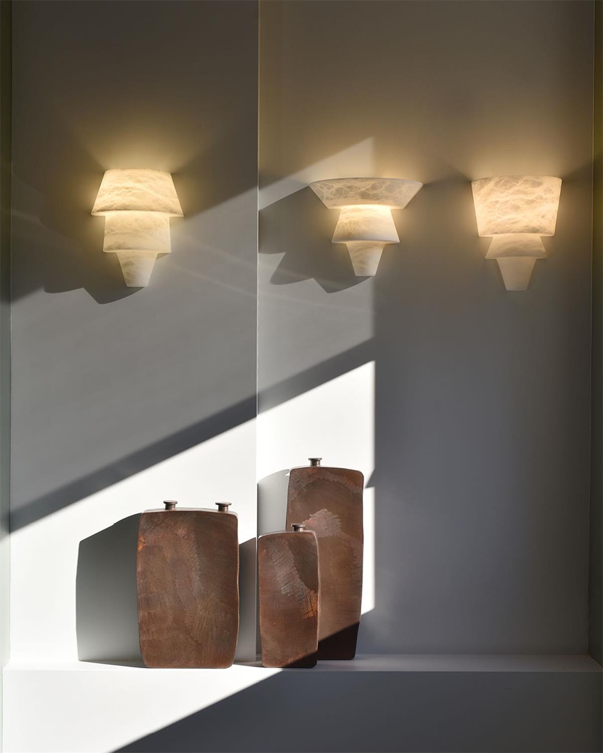 Alvian Wall Lamp Elegant White Alabaster Tiered-Neutral Decor