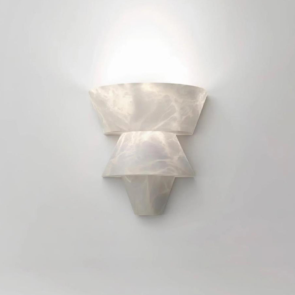 Alvian Wall Lamp Elegant White Alabaster Tiered-Neutral Decor