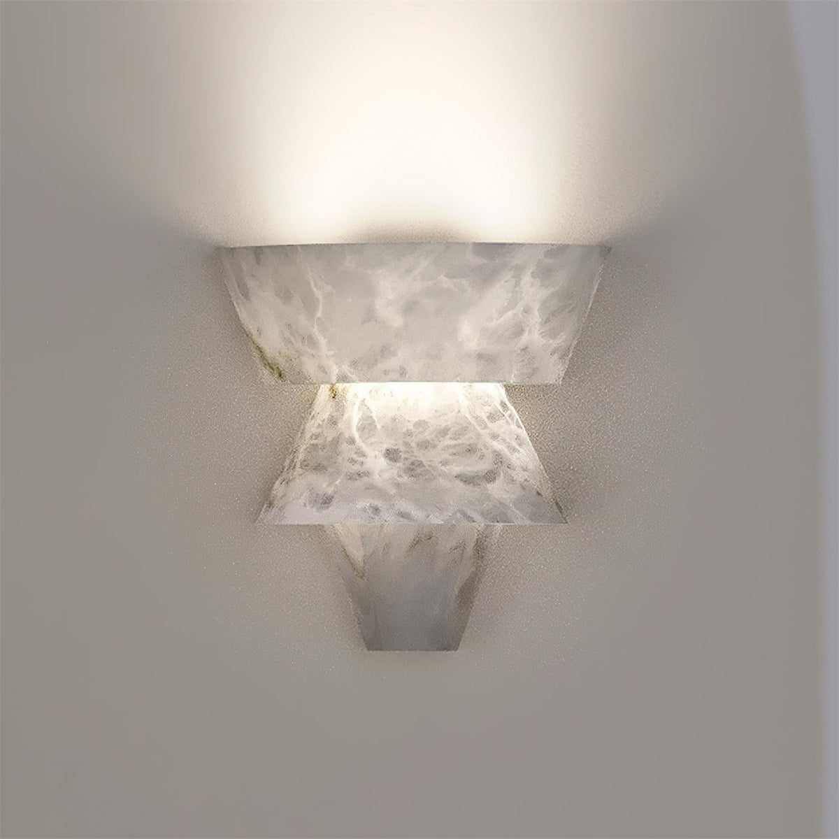 Alvian Wall Lamp Elegant White Alabaster Tiered-Neutral Decor