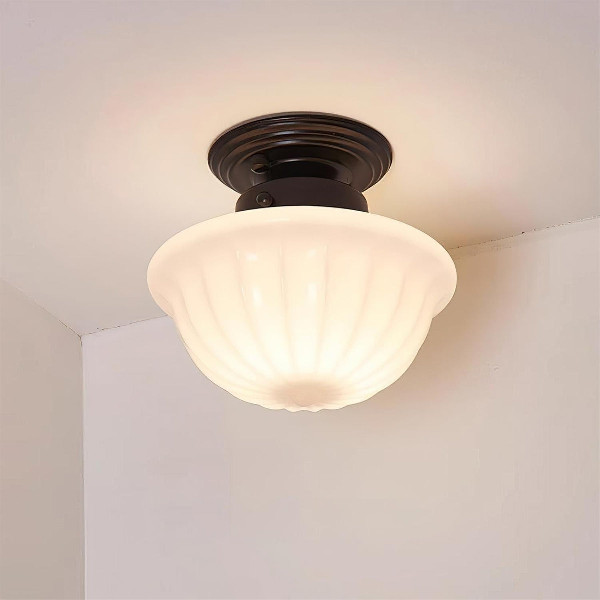 Evola Vintage Opal Glass Ceiling Light-Neutral Decor
