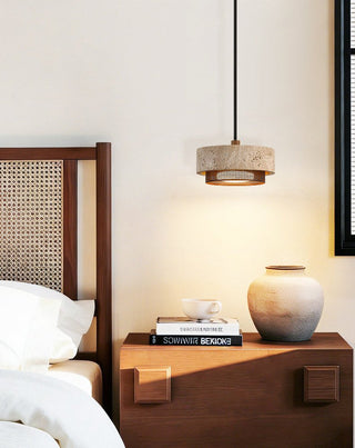 Riva Travertine Pendant Lamp-Neutral Decor