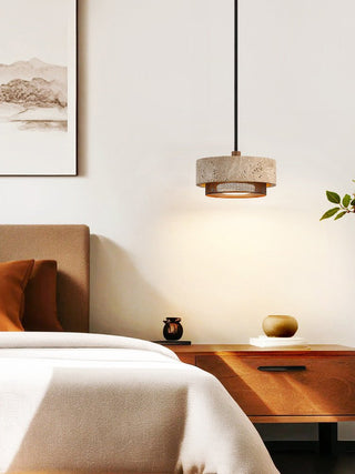 Riva Travertine Pendant Lamp-Neutral Decor