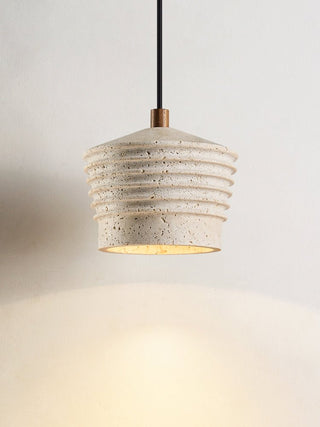 Hana Maison Suspension Ribbed Travertin Naturel Jaune