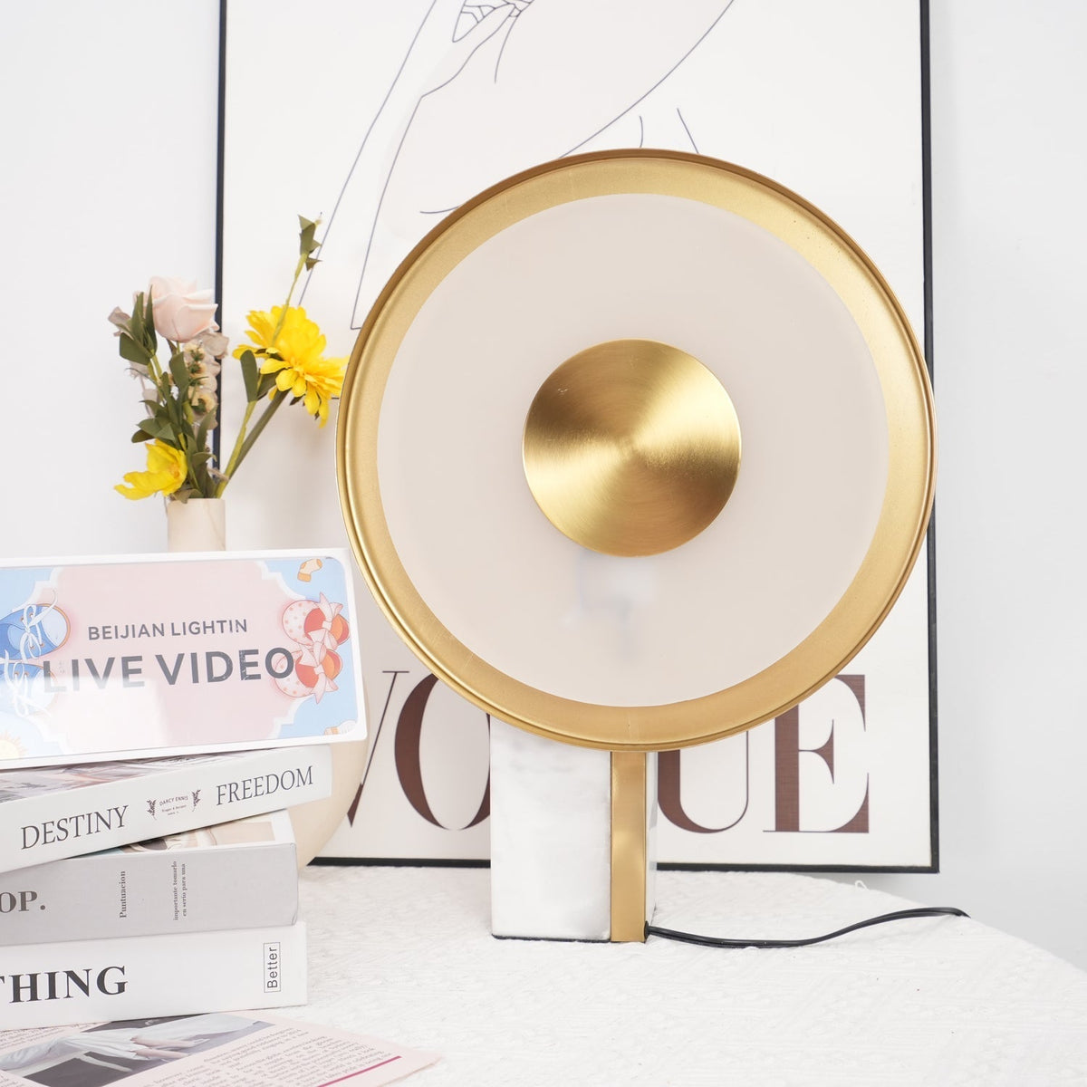 Tessain Lampe de Table Minimaliste en Marbre