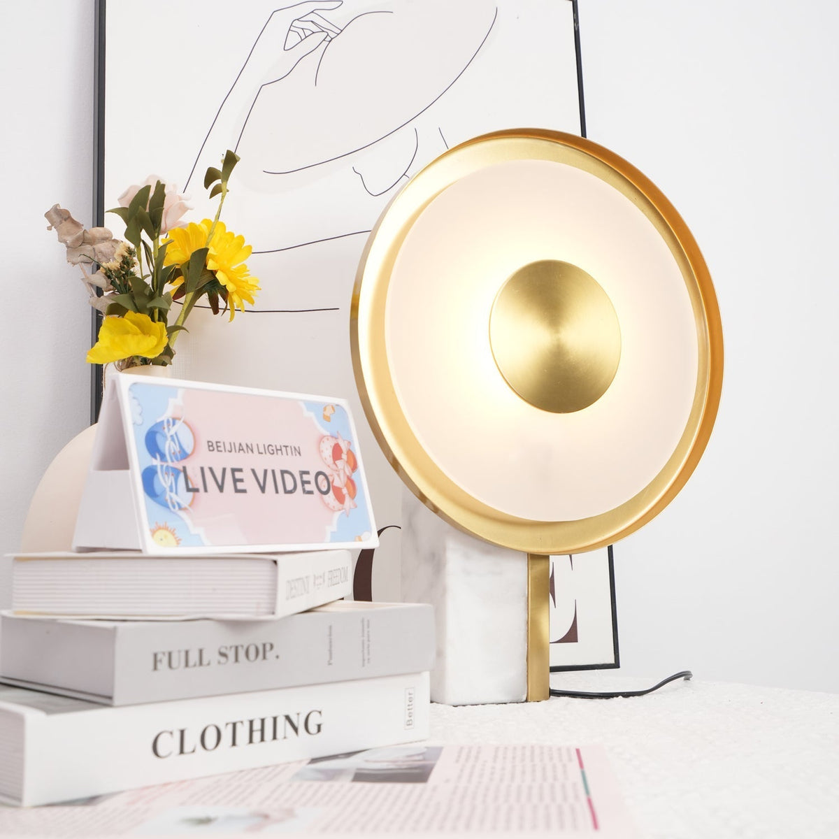 Tessain Lampe de Table Minimaliste en Marbre