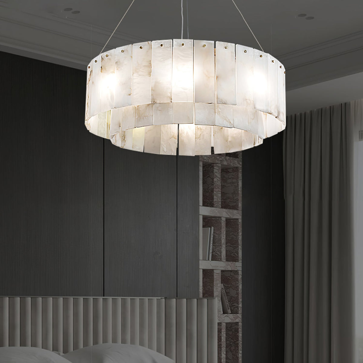 Zelaean Albâtre Ronde Pendentif Lumière