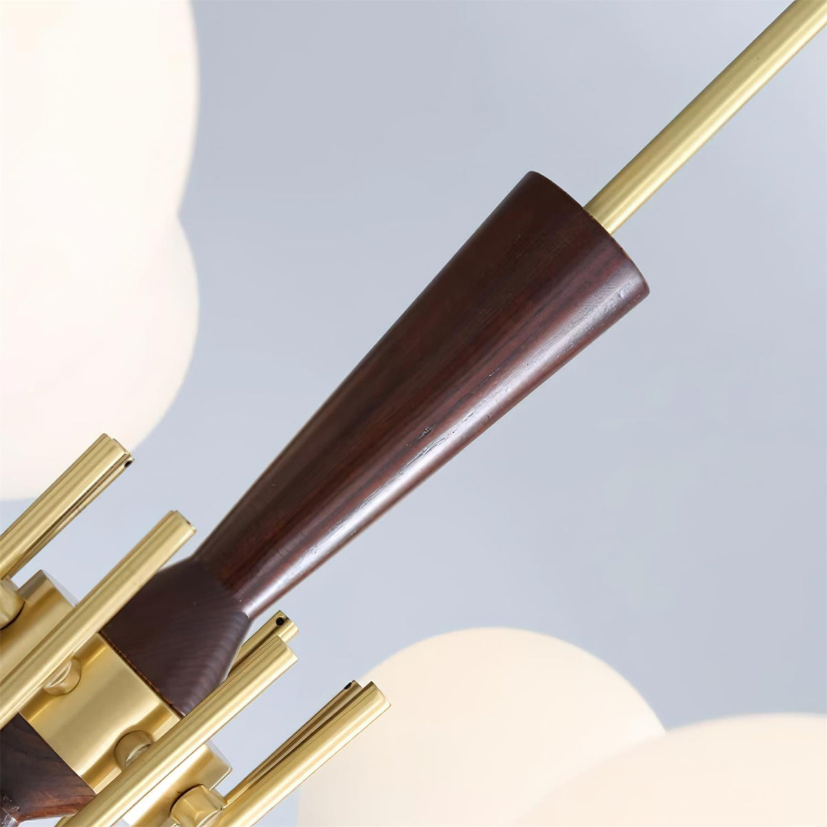 Veslo Brass and Wood Globe Chandelier-Neutral Decor