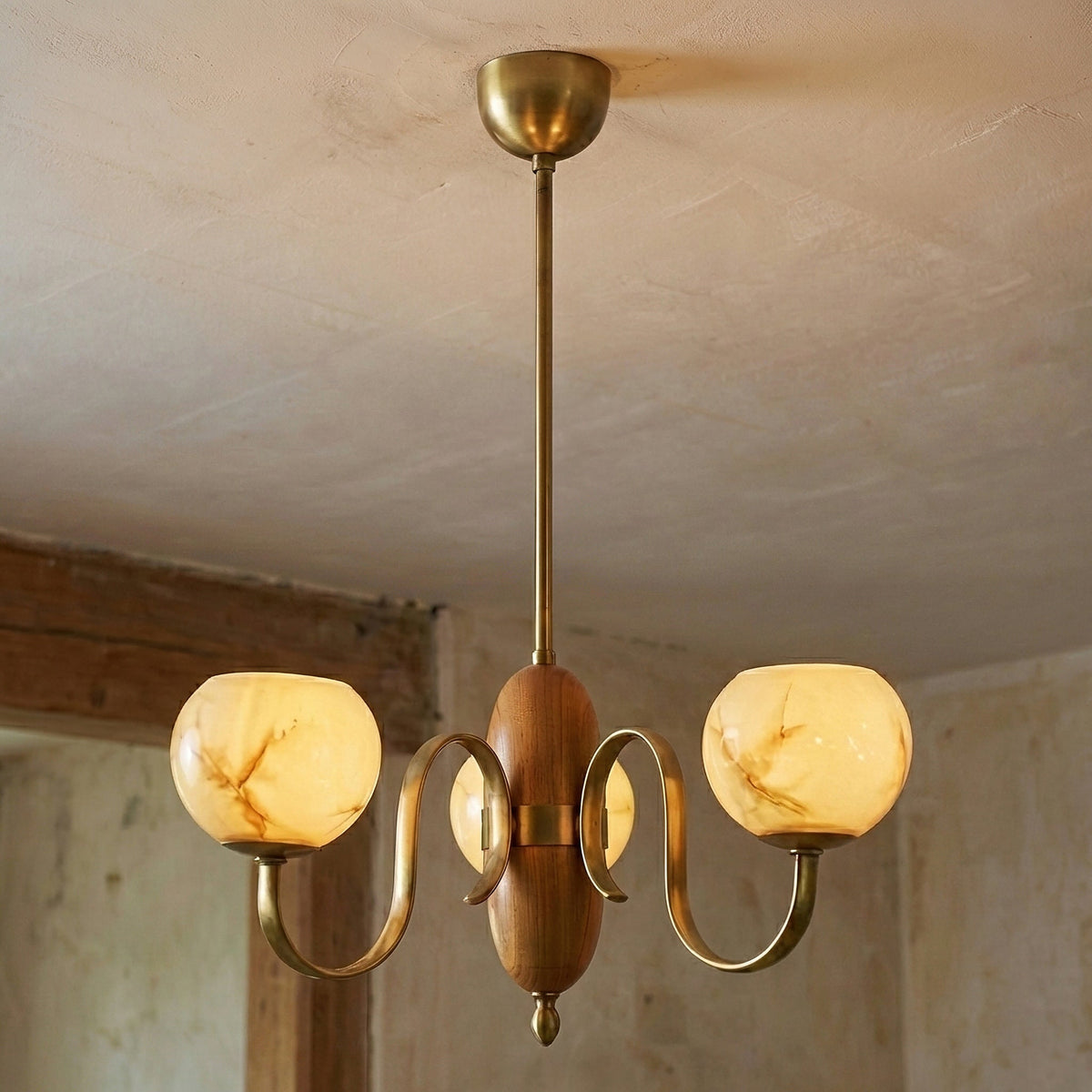 Angled view of the 5-light Linnea Chandelier.