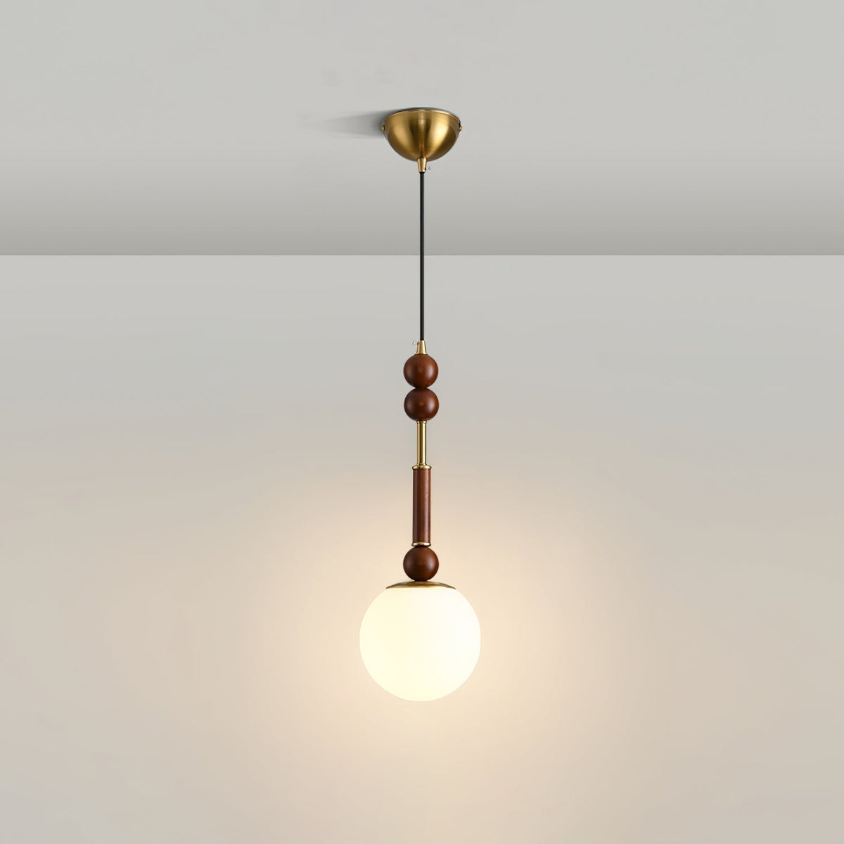 AmberGlow Suspension en Bois Vintage
