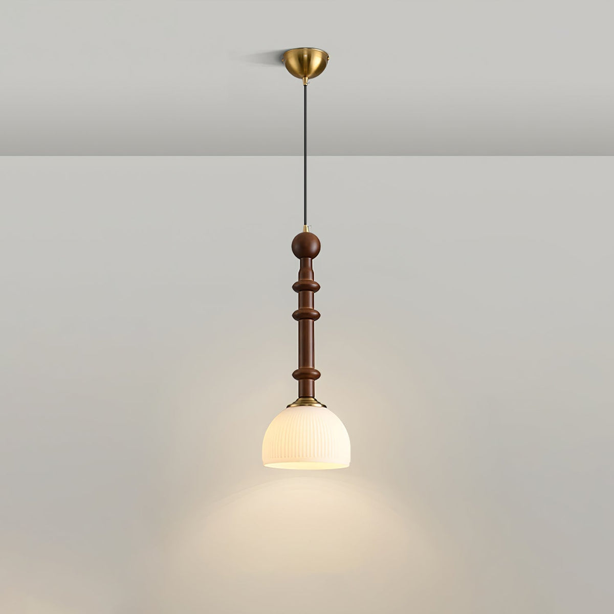 AmberGlow Suspension en Bois Vintage