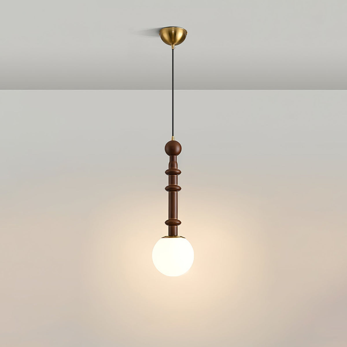 AmberGlow Suspension en Bois Vintage