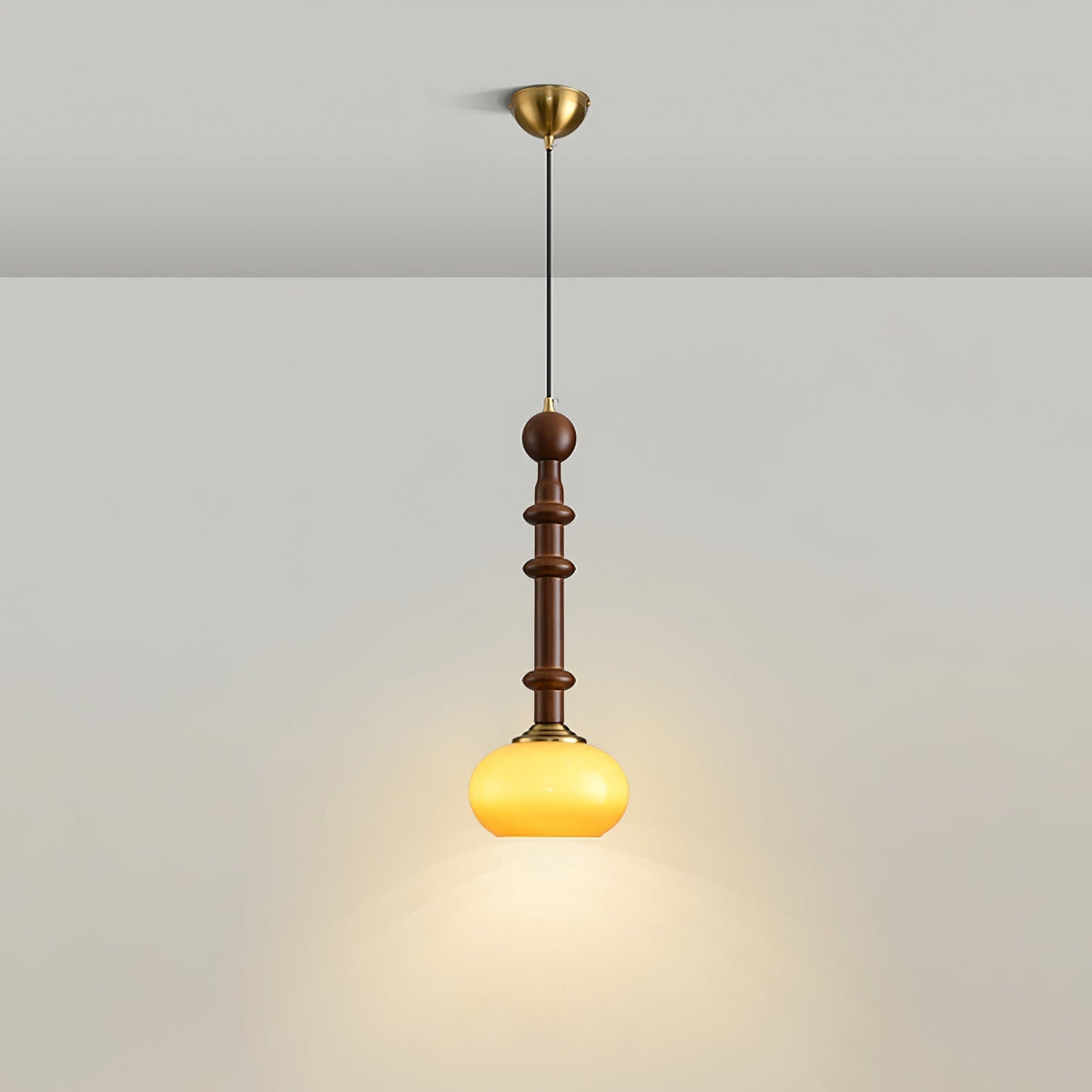 AmberGlow Suspension en Bois Vintage