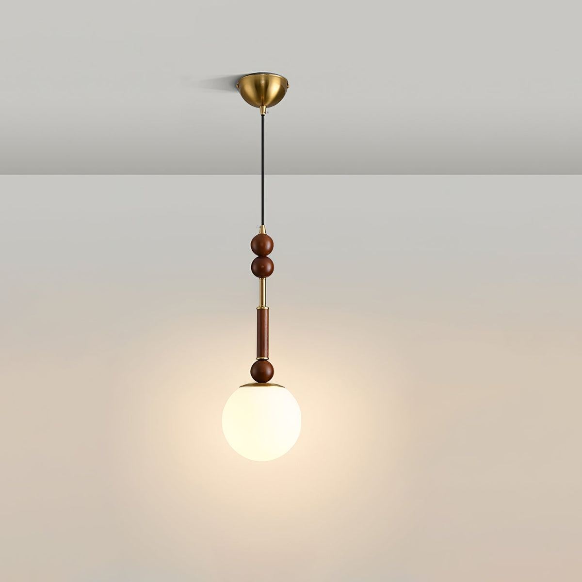 AmberGlow Suspension en Bois Vintage