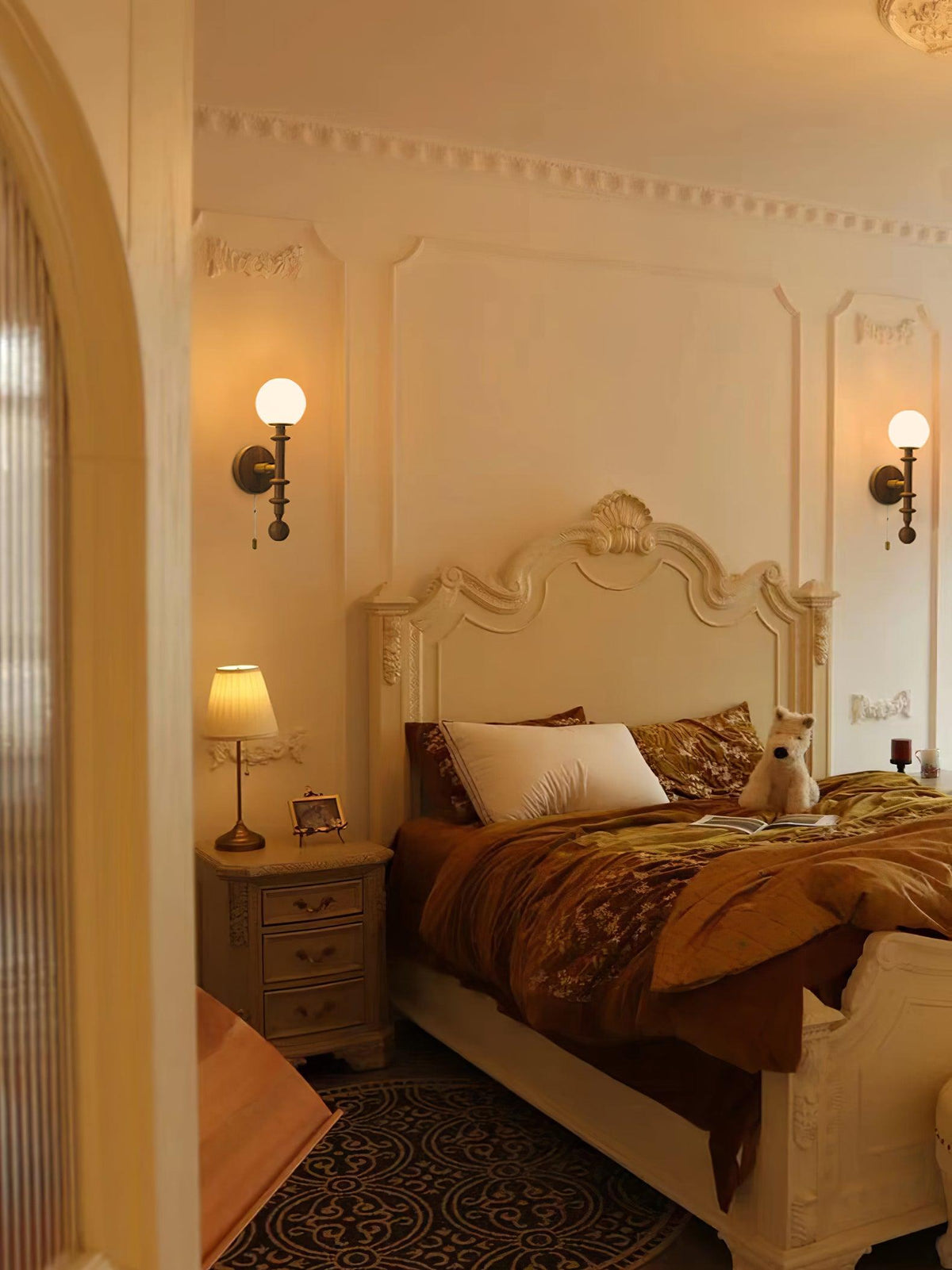 Orleira Applique Murale en Verre et Bois Moderne