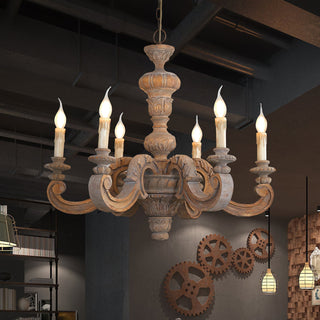 Olrinila Lustre en Bois Sculpté à la Main Pilier Romain-Luire