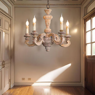 Olrinila Lustre en Bois Sculpté à la Main Pilier Romain-Luire
