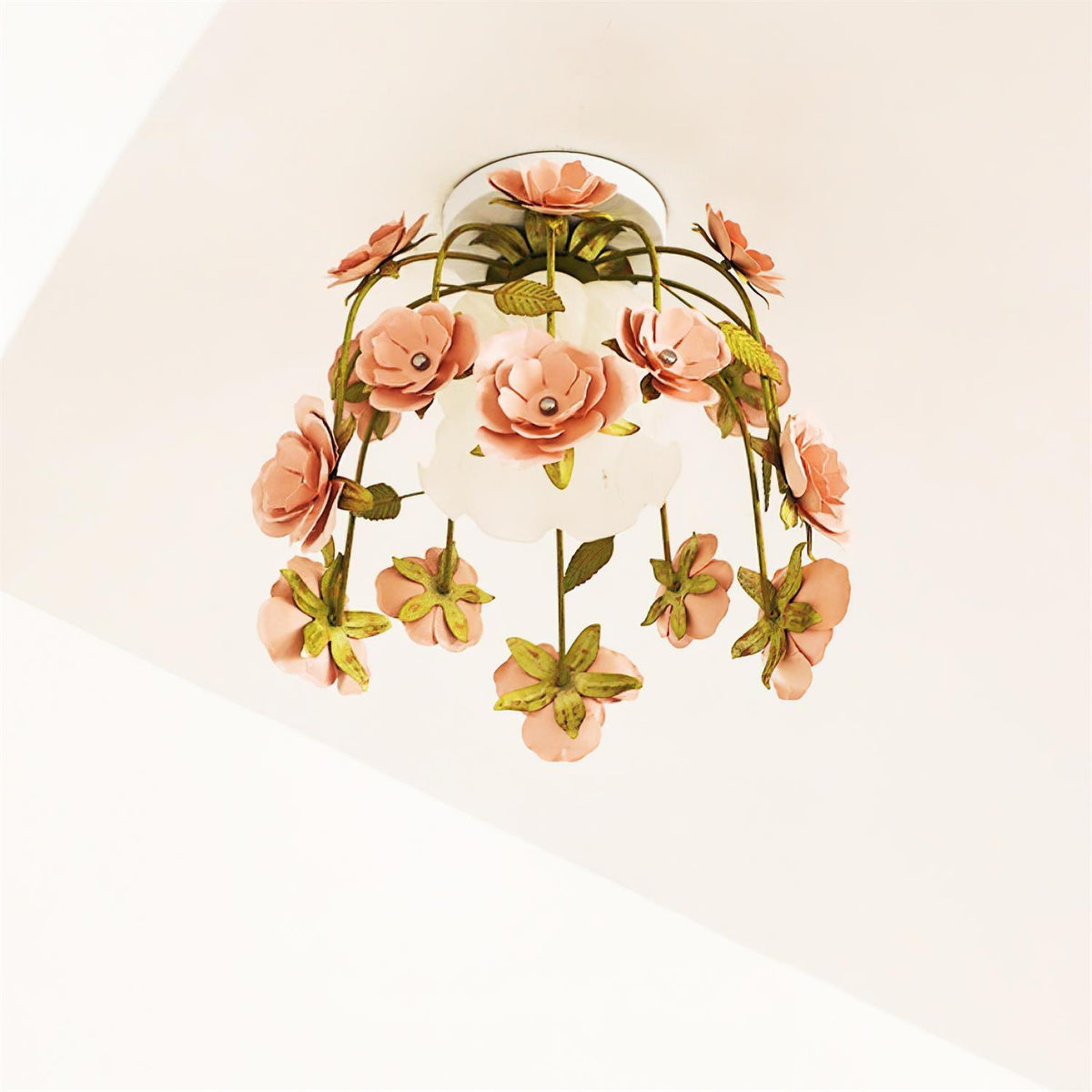 Ceiling Light Metal Canopy Floral Blossom Romantic Ambience-Neutral Decor