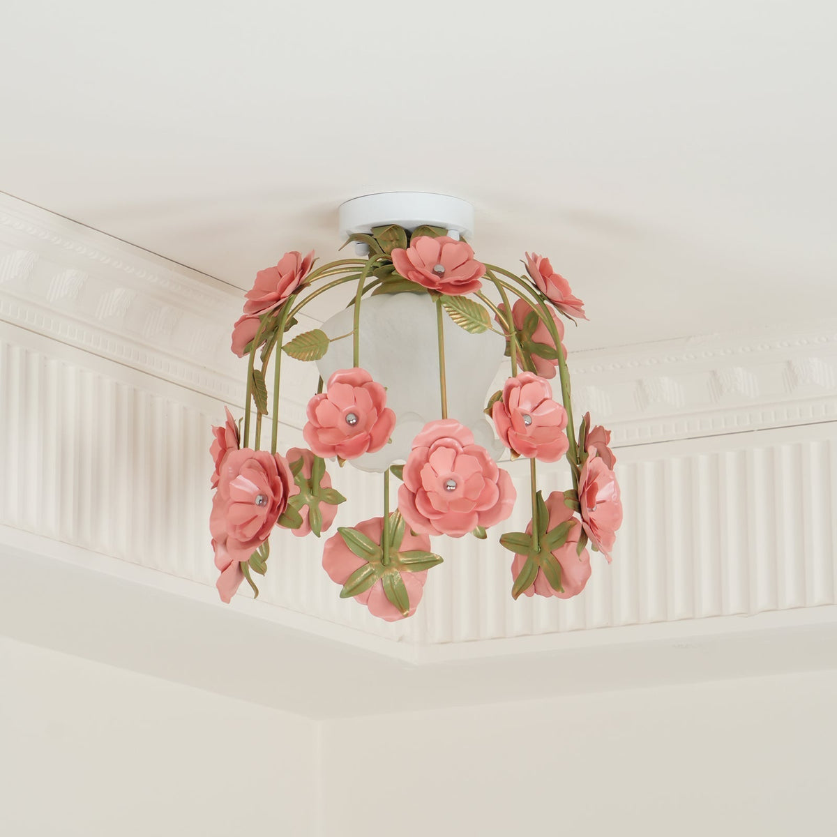 Ceiling Light Metal Canopy Floral Blossom Romantic Ambience-Neutral Decor