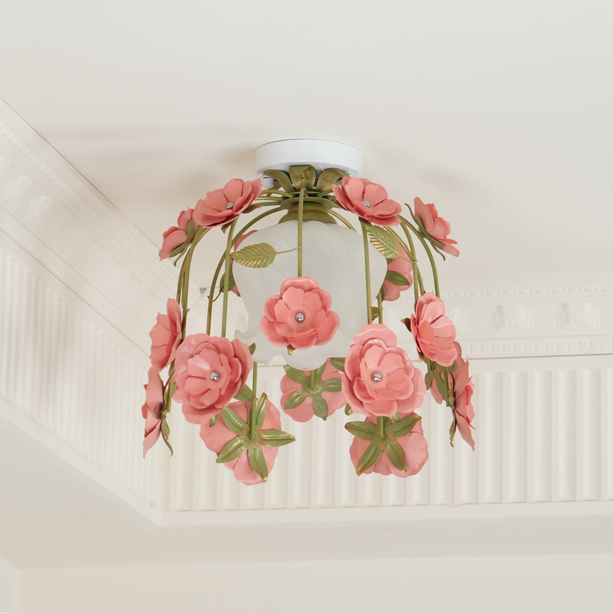 Ceiling Light Metal Canopy Floral Blossom Romantic Ambience-Neutral Decor