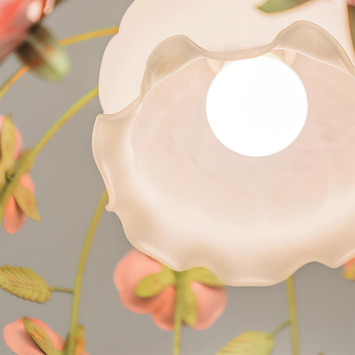 Ceiling Light Metal Canopy Floral Blossom Romantic Ambience-Neutral Decor