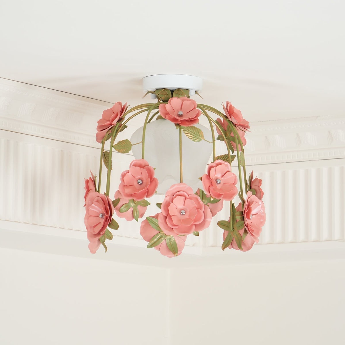 Ceiling Light Metal Canopy Floral Blossom Romantic Ambience-Neutral Decor