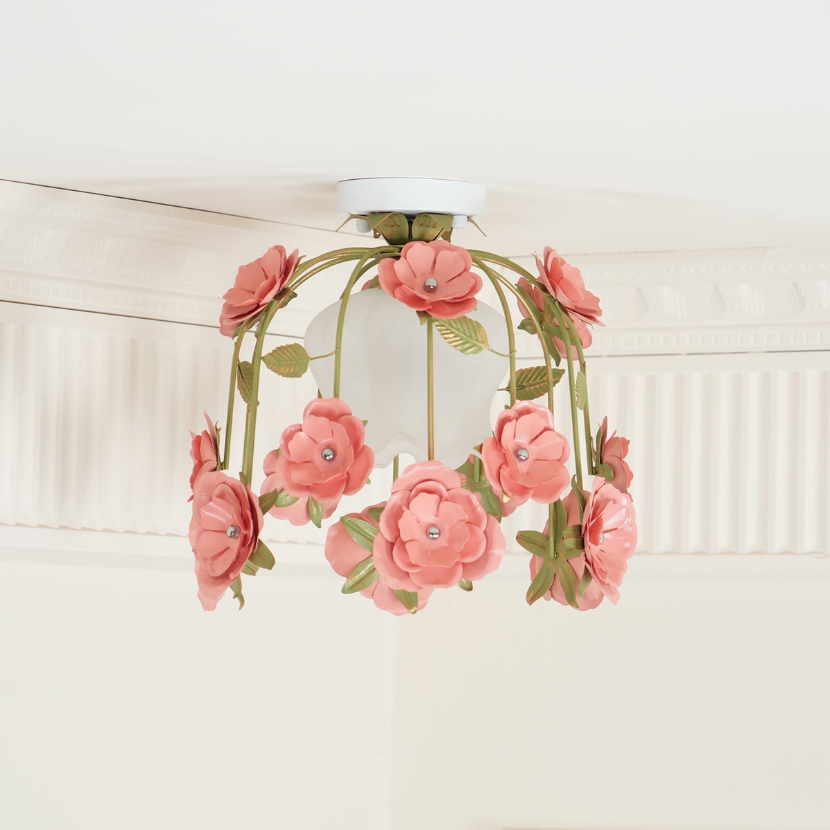 Ceiling Light Metal Canopy Floral Blossom Romantic Ambience-Neutral Decor