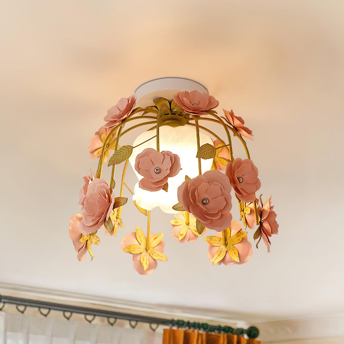Ceiling Light Metal Canopy Floral Blossom Romantic Ambience-Neutral Decor