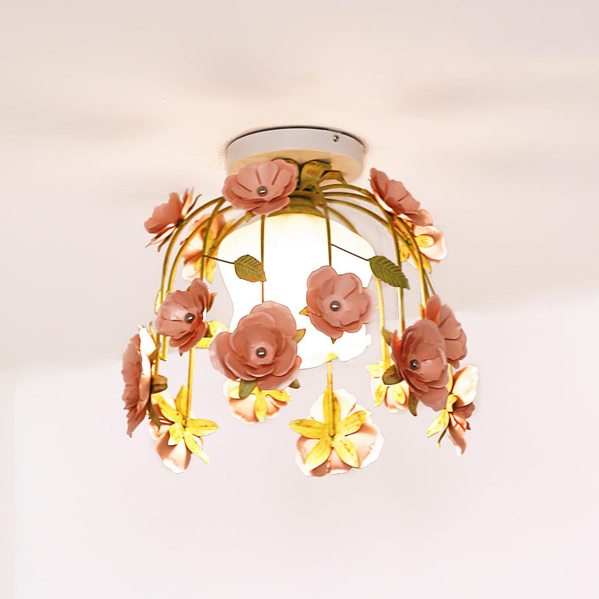 Ceiling Light Metal Canopy Floral Blossom Romantic Ambience-Neutral Decor