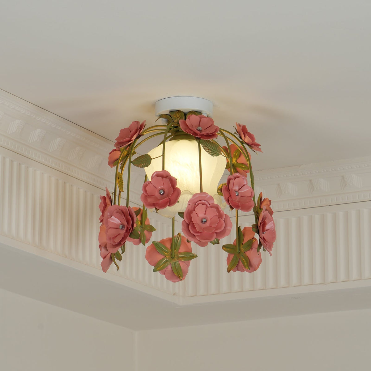 Ceiling Light Metal Canopy Floral Blossom Romantic Ambience-Neutral Decor