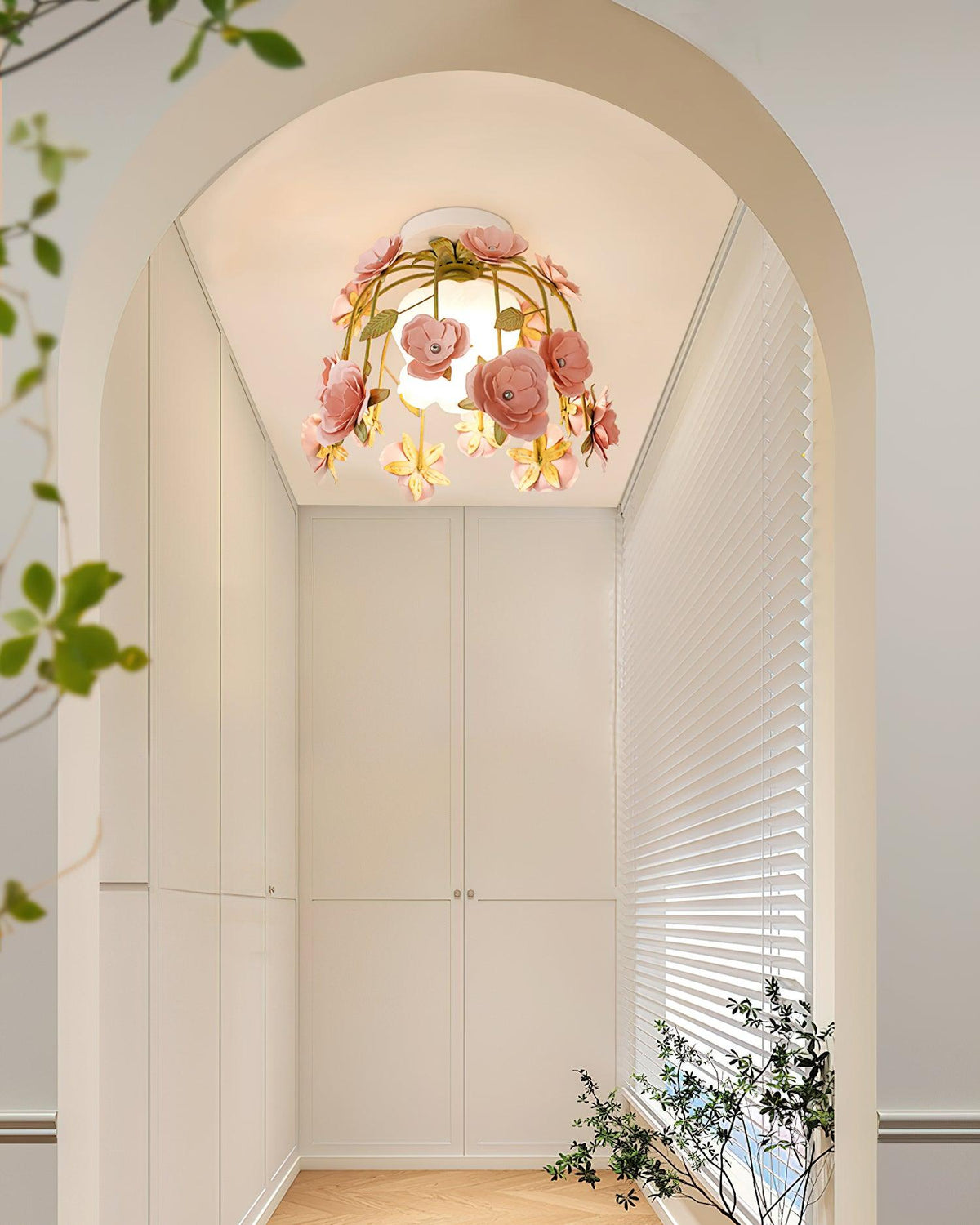 Ceiling Light Metal Canopy Floral Blossom Romantic Ambience-Neutral Decor