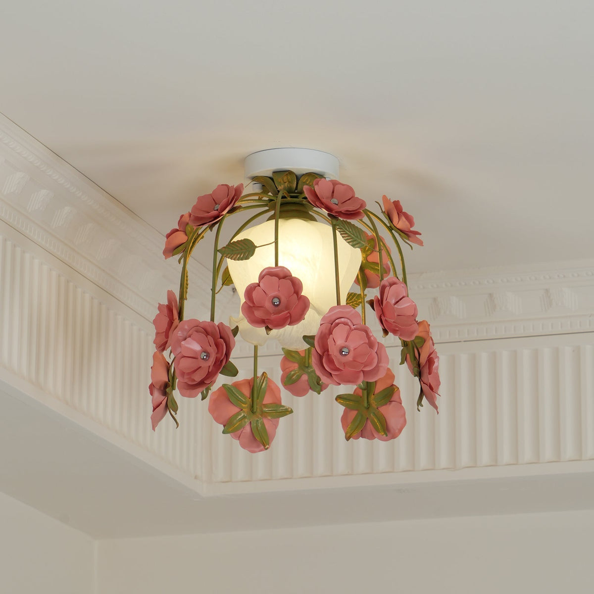 Ceiling Light Metal Canopy Floral Blossom Romantic Ambience-Neutral Decor