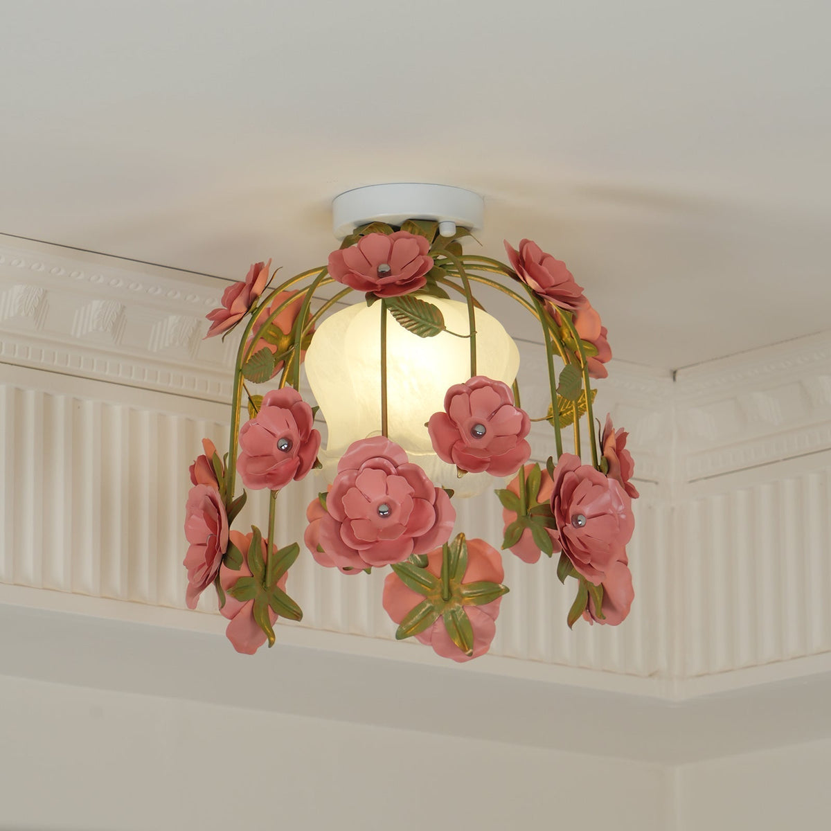 Ceiling Light Metal Canopy Floral Blossom Romantic Ambience-Neutral Decor