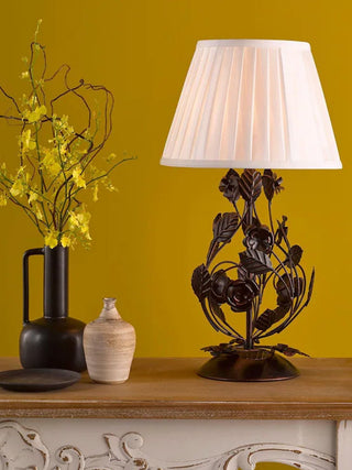Rosaspina Wrought Iron Rose Table Lamp-Neutral Decor
