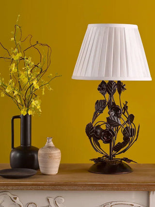 Rosaspina Wrought Iron Rose Table Lamp-Neutral Decor