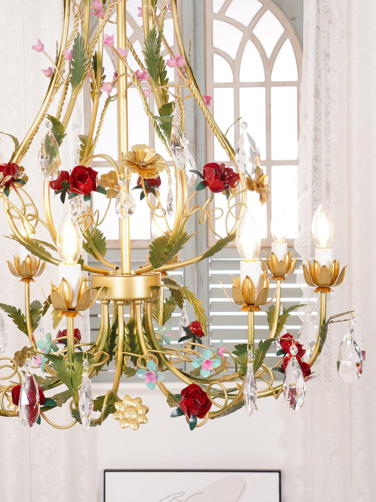 Corael Lustre Laiton Florale Rose Cristal Bougie