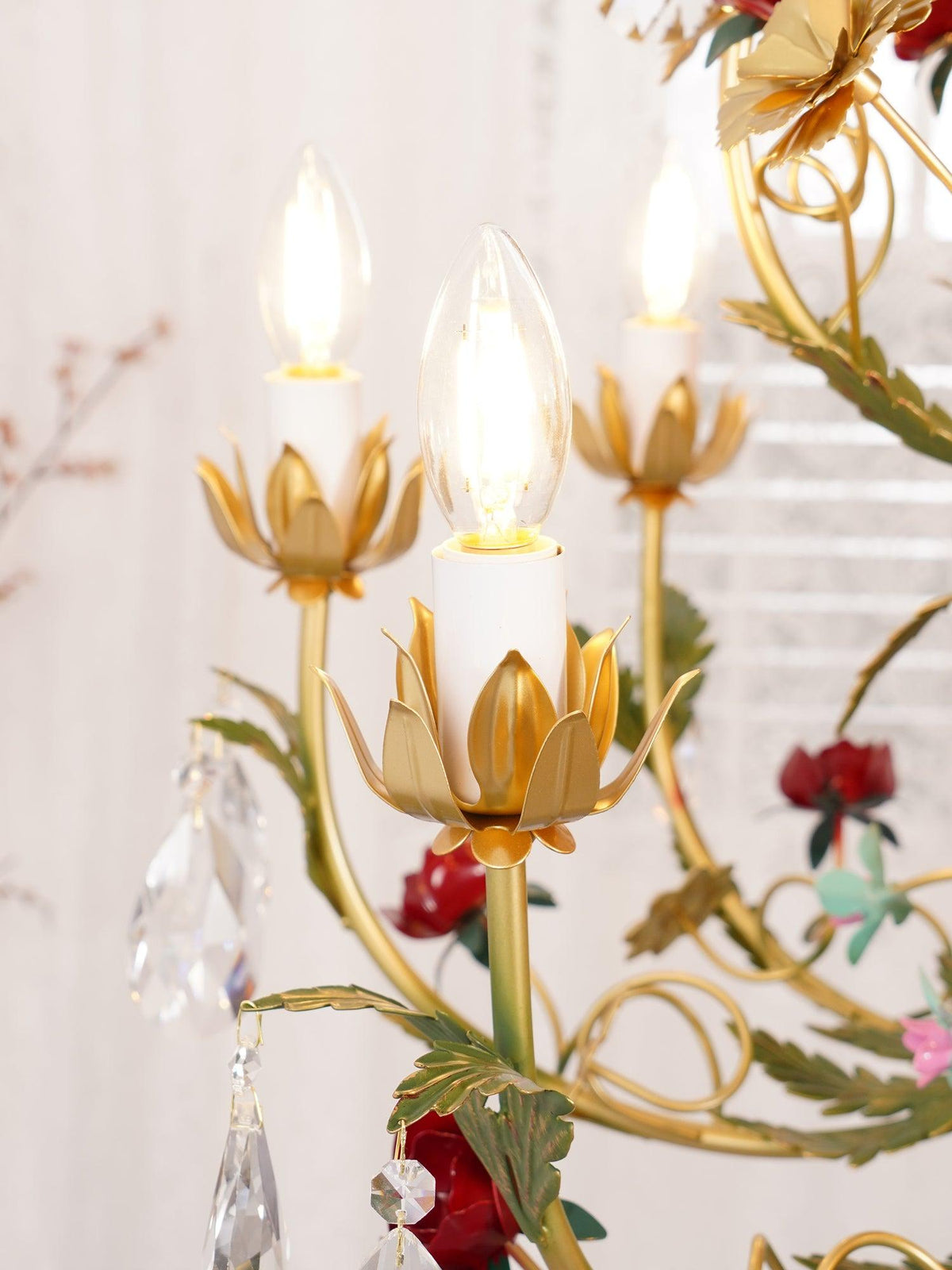 Corael Lustre Laiton Florale Rose Cristal Bougie