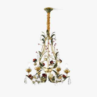 Lustra Lustre Laiton Florale Rose Cristal Bougie