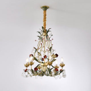 Lustra Lustre Laiton Florale Rose Cristal Bougie