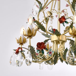 Lustra Lustre Laiton Florale Rose Cristal Bougie