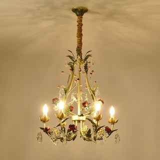 Lustra Lustre Laiton Florale Rose Cristal Bougie