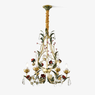 Lustra Lustre Laiton Florale Rose Cristal Bougie