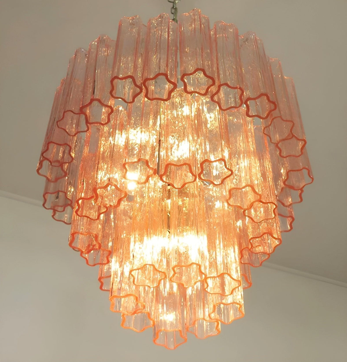 Florena Lustre Rose Verre Tubes Superposé Moderne