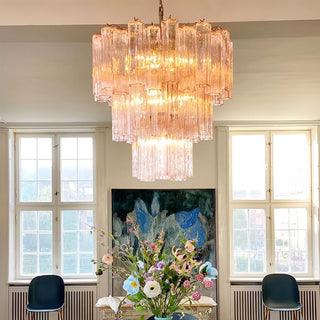Aurora Lustre Rose Verre Tubes Superposé Moderne