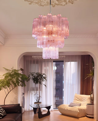 Aurora Lustre Rose Verre Tubes Superposé Moderne