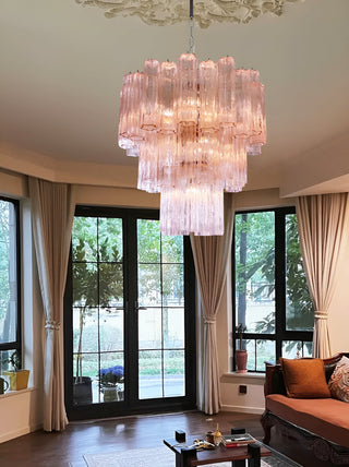 Aurora Lustre Rose Verre Tubes Superposé Moderne