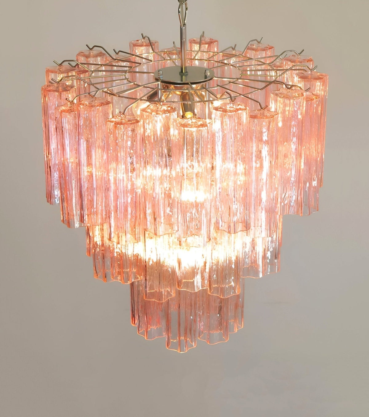 Florena Lustre Rose Verre Tubes Superposé Moderne